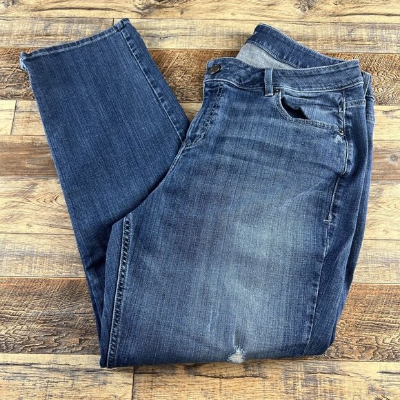 Lane Bryant Womens Jeans Straight Leg Distressed Medium Wash Size 20 - Picture 1 of 6